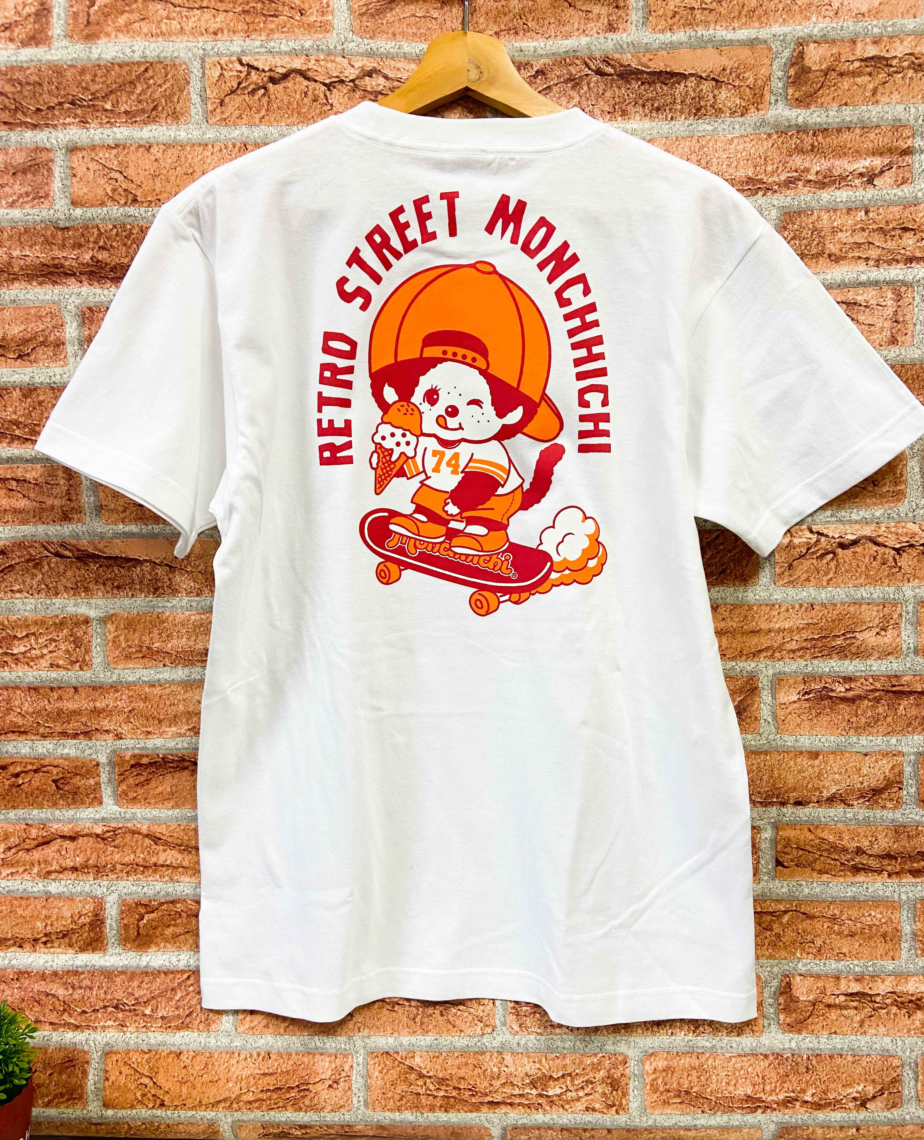 レトロストリート モンチッチ Tシャツ スケボー ホワイト