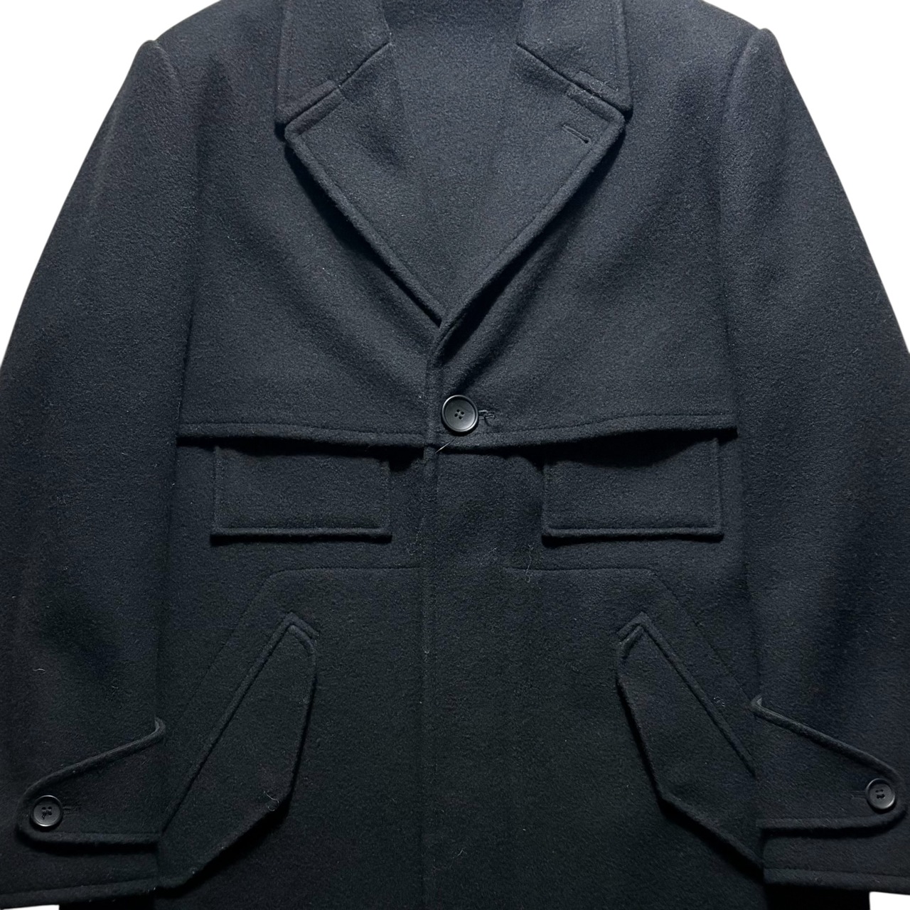 BALENCIAGA by Nicholas Ghesquiere black wool coverall coat