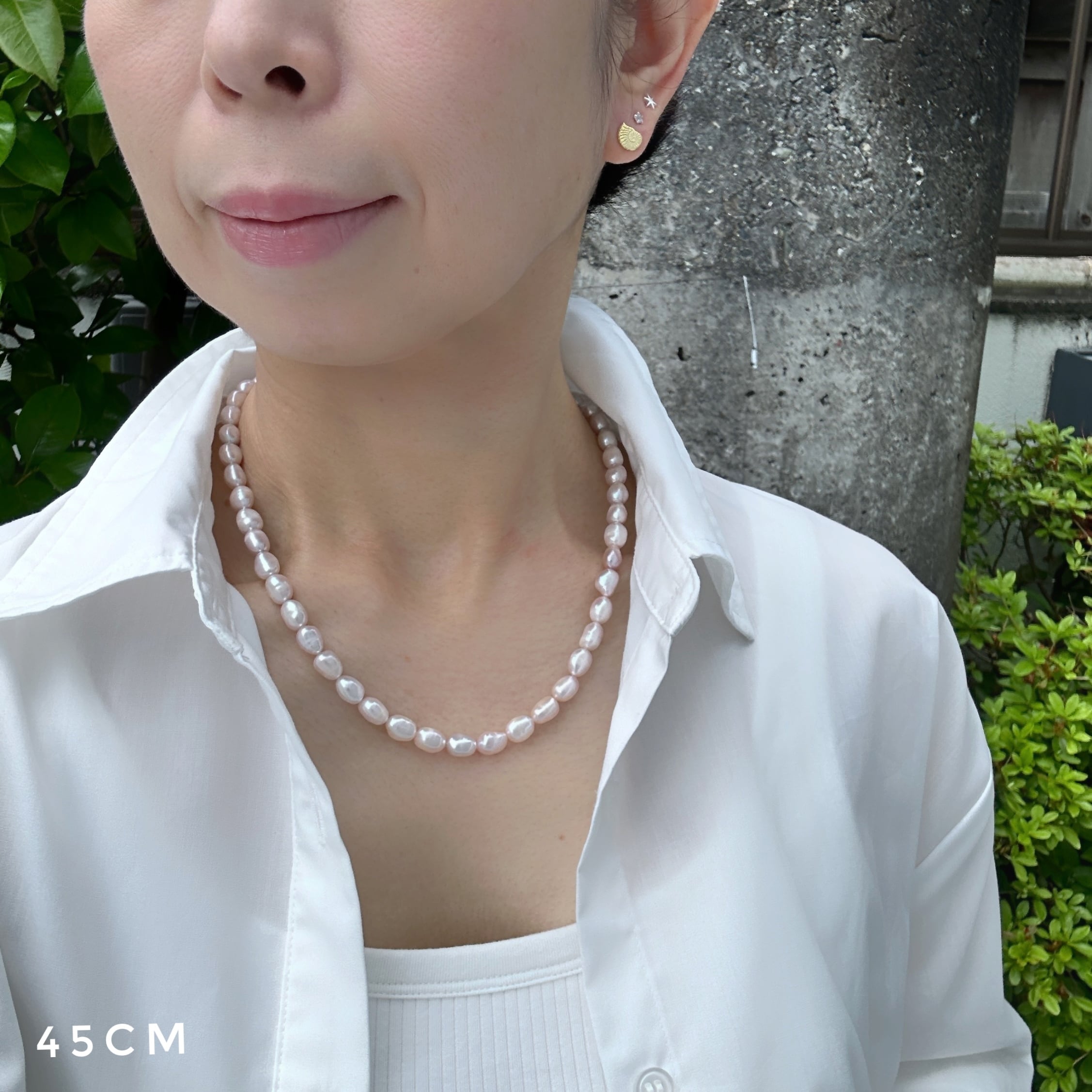 バロックパール 9.6〜11.3 43cm ネックレス ピンク ホワイト sv Lagoon Original バロック パール【ピンク】ライス型 ネックレス 40/45