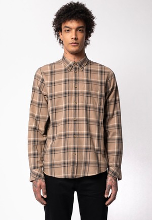 Nudie jeans ヌーディージーンズ  Chuck Plaid Twill Beige チェックシャツ