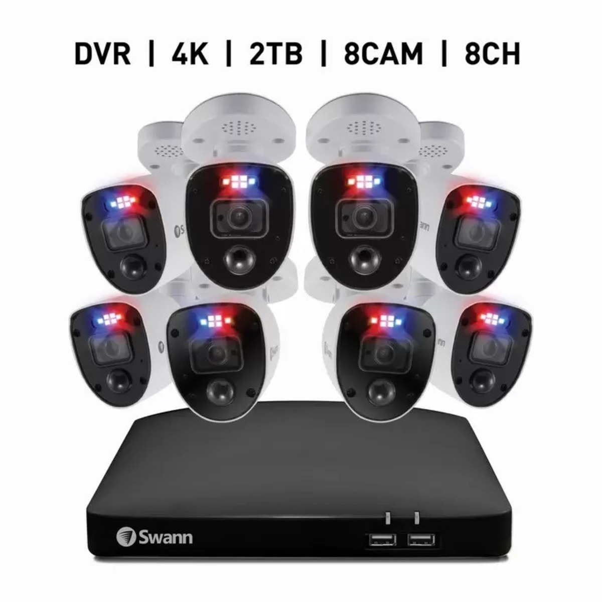 Swann 8CH 4K DVRシステム 2TB Enforcer バレット型 カメラ8台 高 