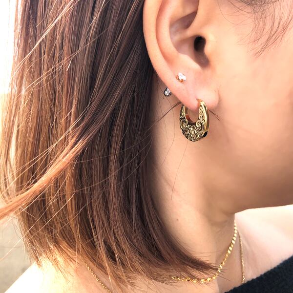 ハワイアンジュエリー ピアス フープピアス 金属アレルギー対応 【 両