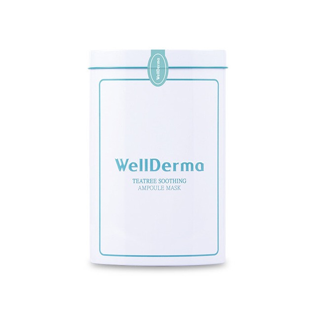 【WELLDERMA】ティーツリーマスクパック【鉄ケース】25ml 10枚 / Teatree Soothing Ampoule Mask 25ml 10pads