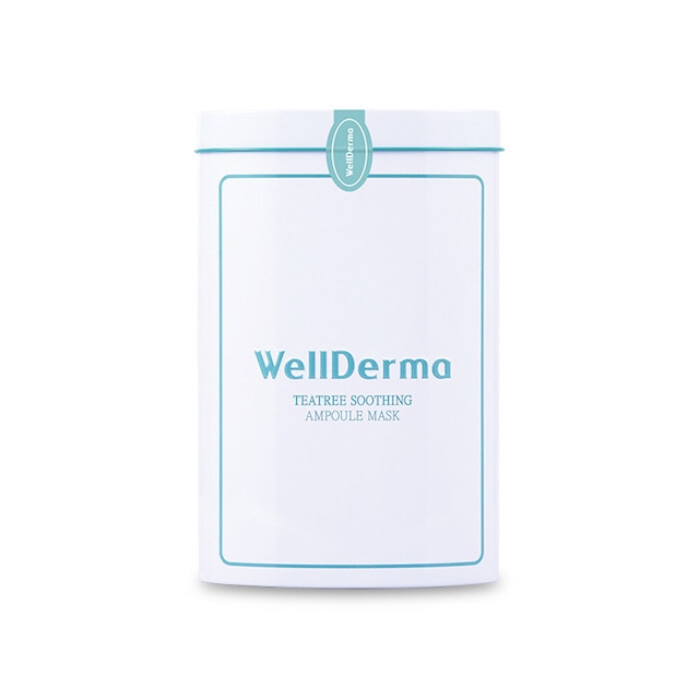 【WELLDERMA】ティーツリーマスクパック【鉄ケース】25ml 10枚 / Teatree Soothing Ampoule Mask 25ml 10pads