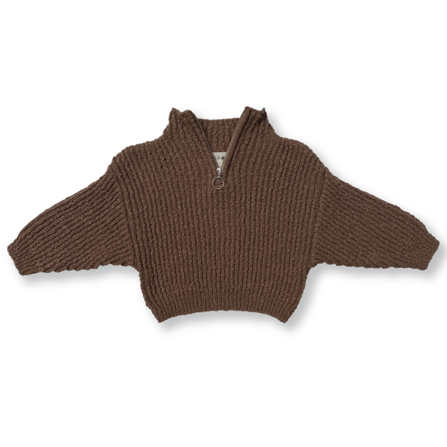 【即納】Slub Yarn Zip Pull Over - Clay