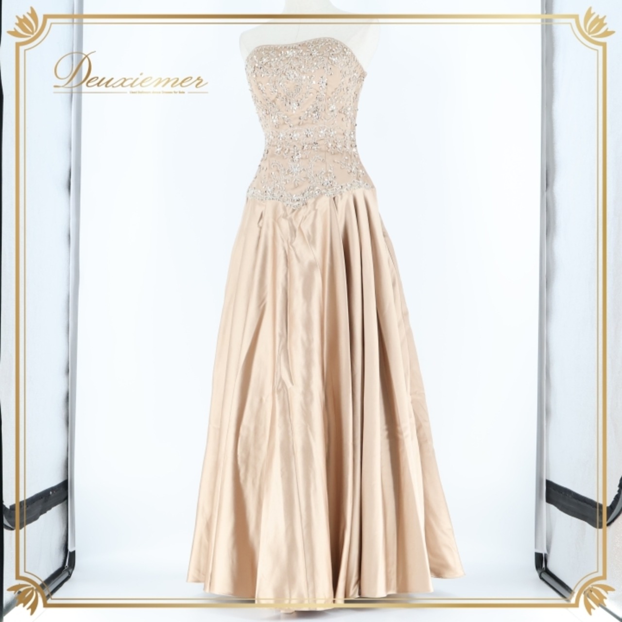 パーティドレス fine feathers ファインフェザーズ ワンピース ドレス 演奏会 発表会 カラードレス 結婚式 披露宴 前撮り 撮影 ブラウン系 ベージュ系 ゴールド系 高級感 光沢感 おしゃれ ドレスアップ フォーマルスタイル シンプルエレガンス レディース 結婚式二次会 上品 撮影会 華やか 結婚式用 フォーマルドレス