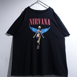 “NIRVANA” Black In Utero Angel Graphic Print Band T-Shirt