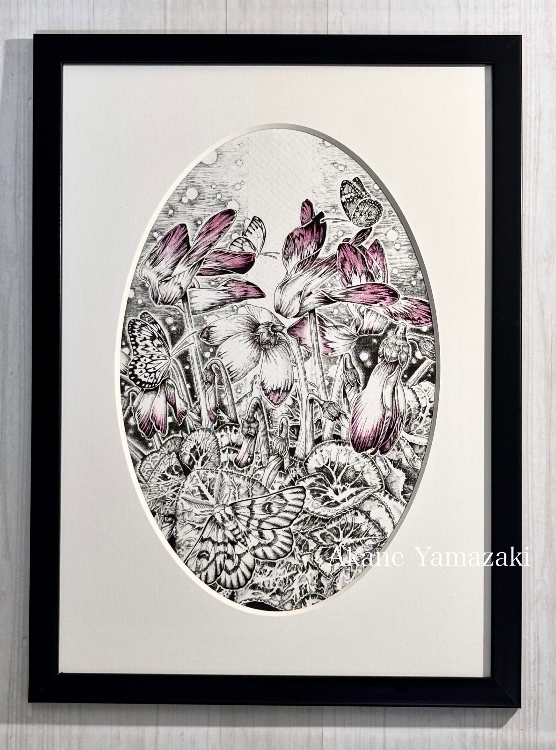 現代水墨画家 絵師白道「炎虎」直筆作品 真筆証明書付 高級額装 箱あり
