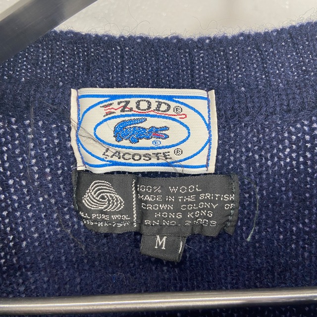 『送料無料』Lacoste ラコステ　ワンポイントロゴセーター　M 80s UK ネイビー