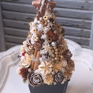 木の実ツリーL　1点もの｜木の実の小さなクリスマス飾り　木の実いっぱい　冬のナチュラルインテリア　プレゼント　推し活におすすめ　