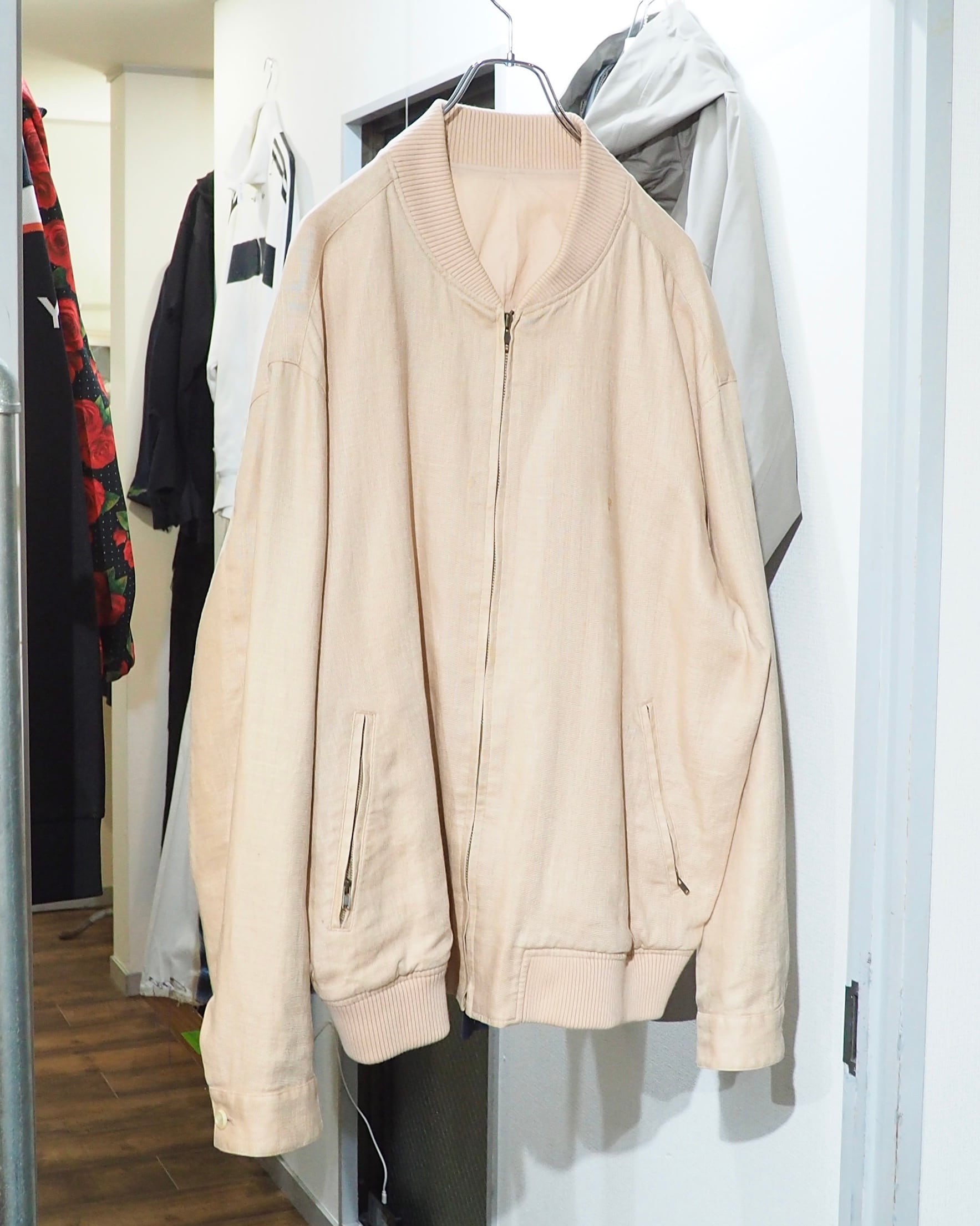 " PAPAS " Soft Light Beige color vintage loose Linen jacket