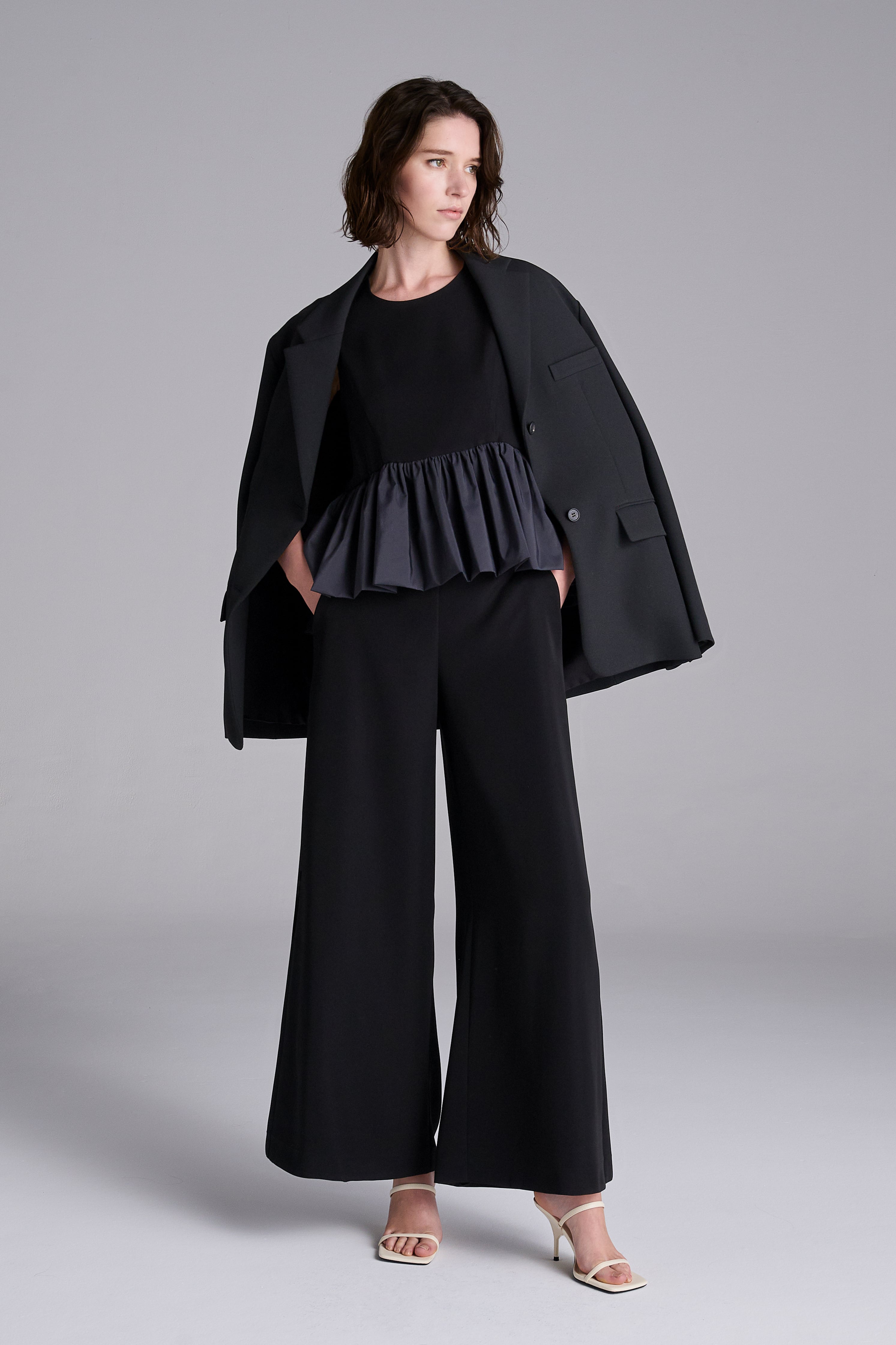 TWILL WIDE PANTS NAVY | AMICA・kids