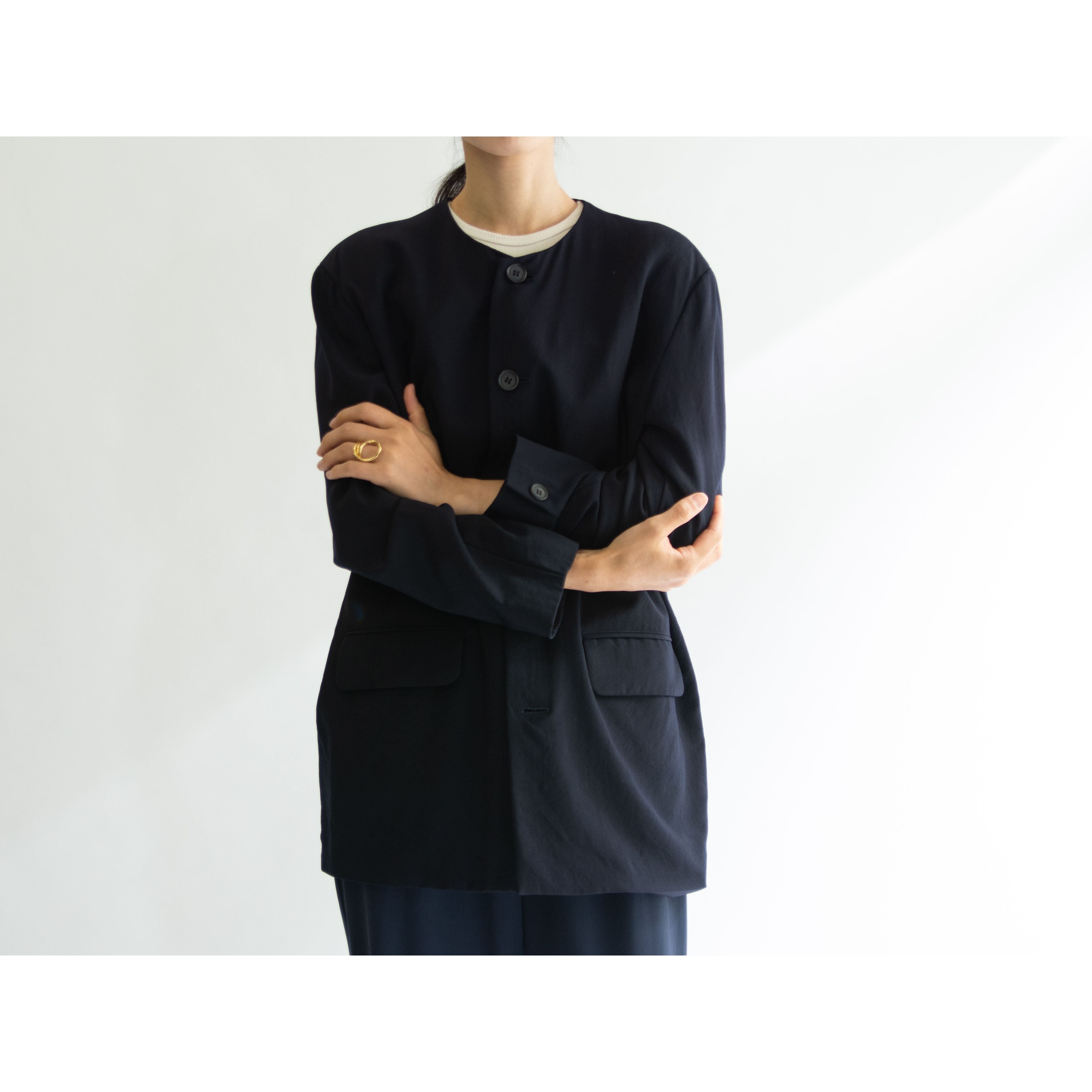 WORK SHOP Yohji Yamamoto】Made in Japan 100% Wool Collarless 