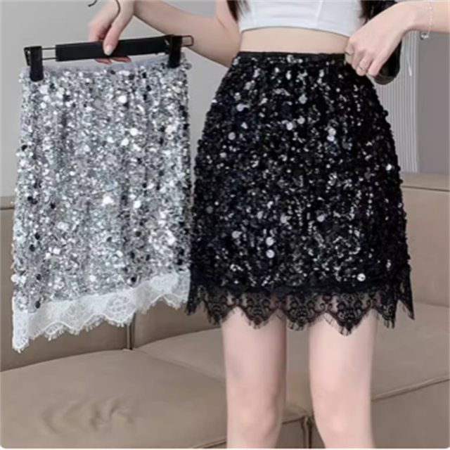 【送料無料】 スカート 2色 ミニスカート フレア Aライン 薄手キラキラ スパンコール ラメ かわいい 大人可愛い きれいめ カジュアル 大人 上品 おしゃれ お洒落 こなれ感 コンサバ系 エレガント 無地 夏 誕生日会 結婚式 二次会 20代 30代 40代 レディース 女性用 デート お呼ばれ パーティー ファッション 体型カバー 美脚 脚長 定番 着痩せ ブラック