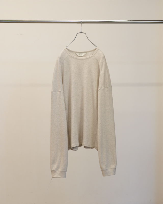 ANCELLM / WAFFLE CREW NECK LS (HEATHER WHITE)
