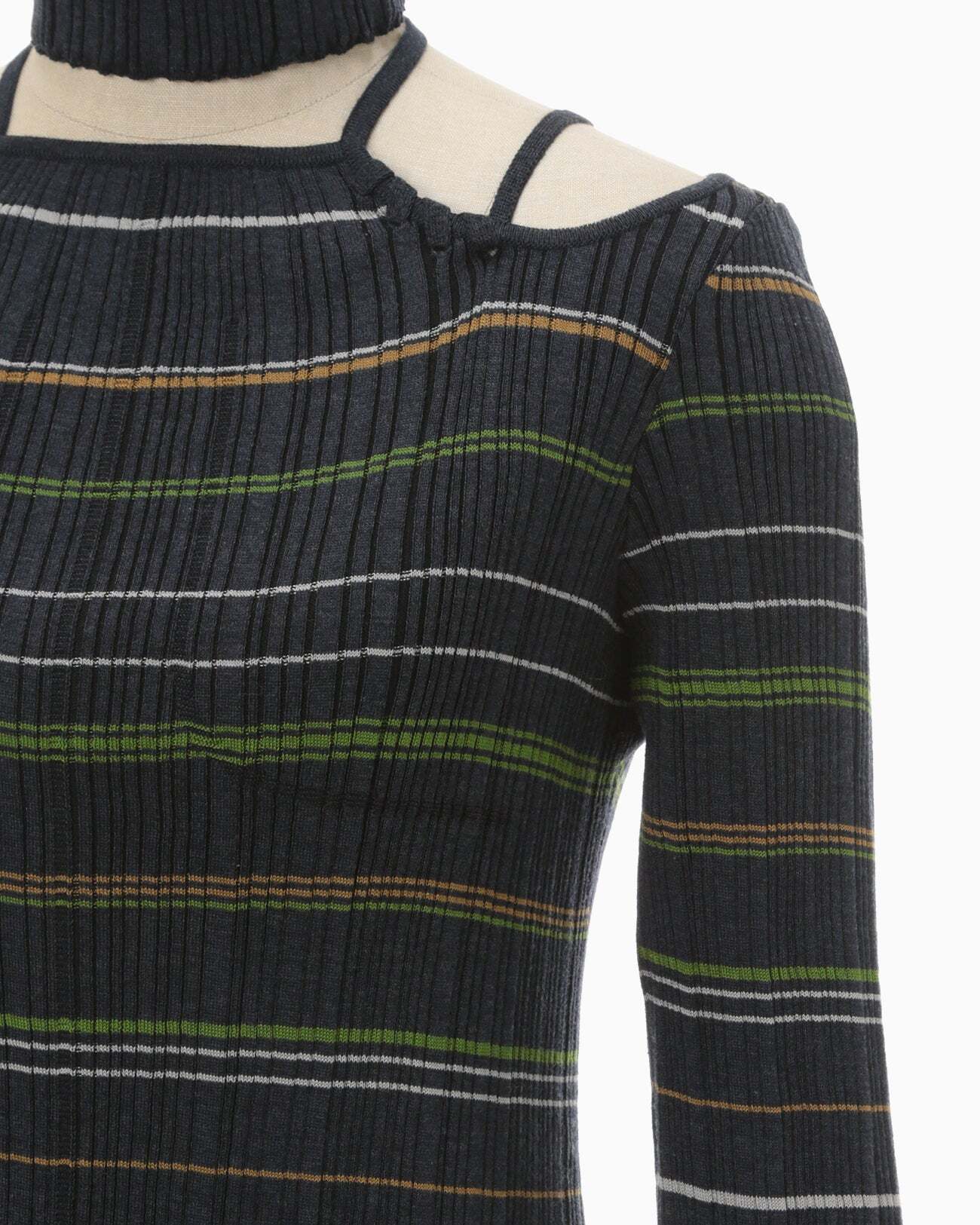 Mame Kurogouchi】Random Ribbed Plaid Knitted Dress With Choker