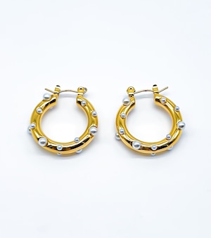 MULTI PEARL HOOP PIERCE ゴールド