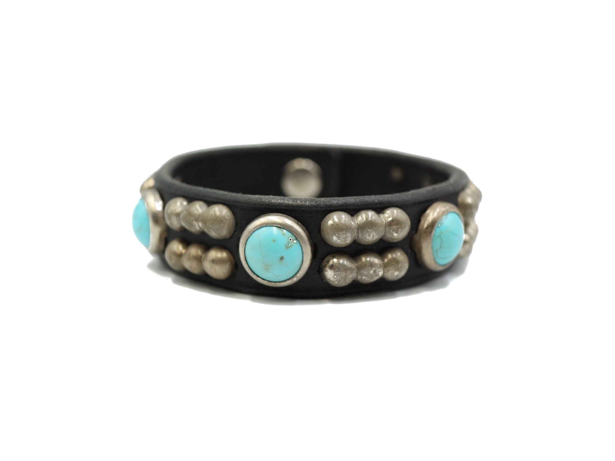 LEATHER STUDDED BANGLE (CONNECT TURQUOISE)