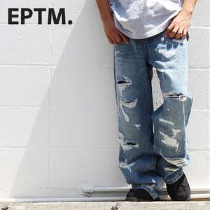 【ep-10914】EPTM エピトミ Paladin ワイドレッグ ジーンズ デニム ブルー メンズ レディース ダメージジーンズ Gパン EP10914 アメリカ 人気 ブランド ストリート