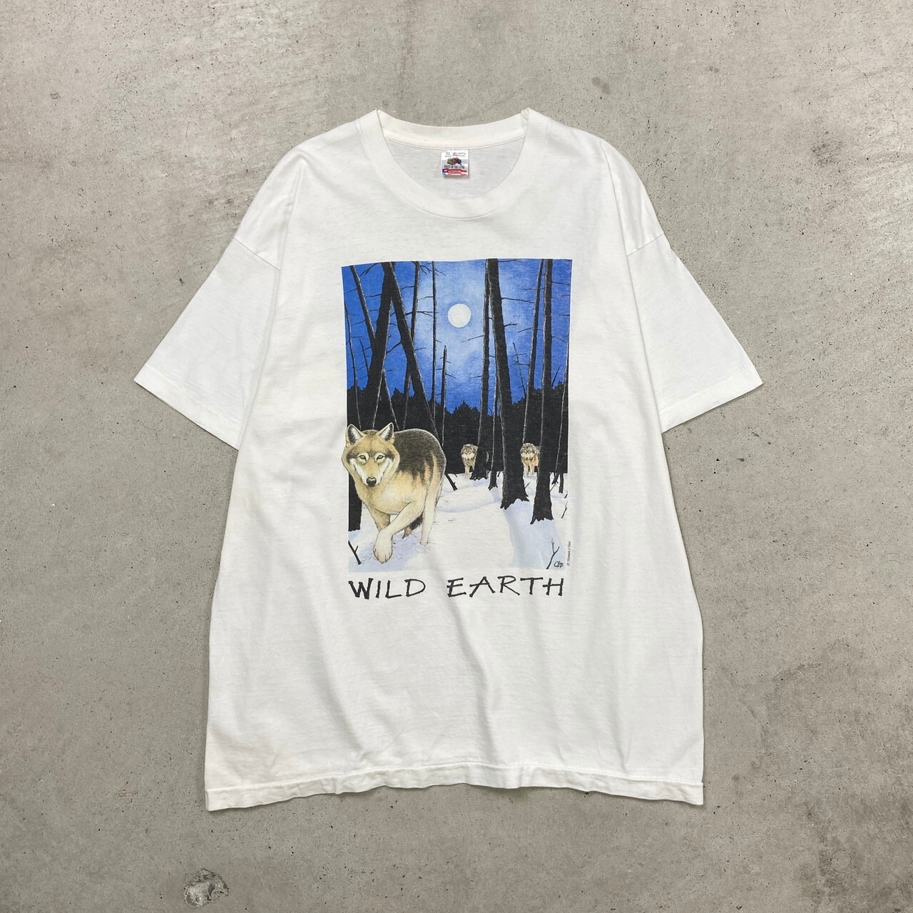 90年代 USA製 WILD EARTH オオカミ アニマルプリントTシャツ メンズXL 