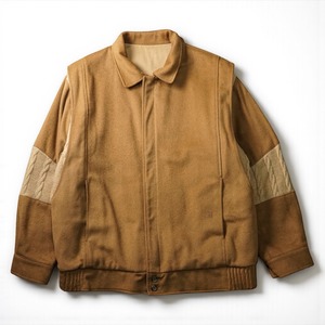 “GIVENCHY” 1980's vintage knit l switching zip up wool jacket “made in France”