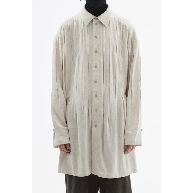 [ Professor.E ](プロフェッサーイー) 24SS-PE-LSH-04 PLEATED LONG SHIRT (beige)