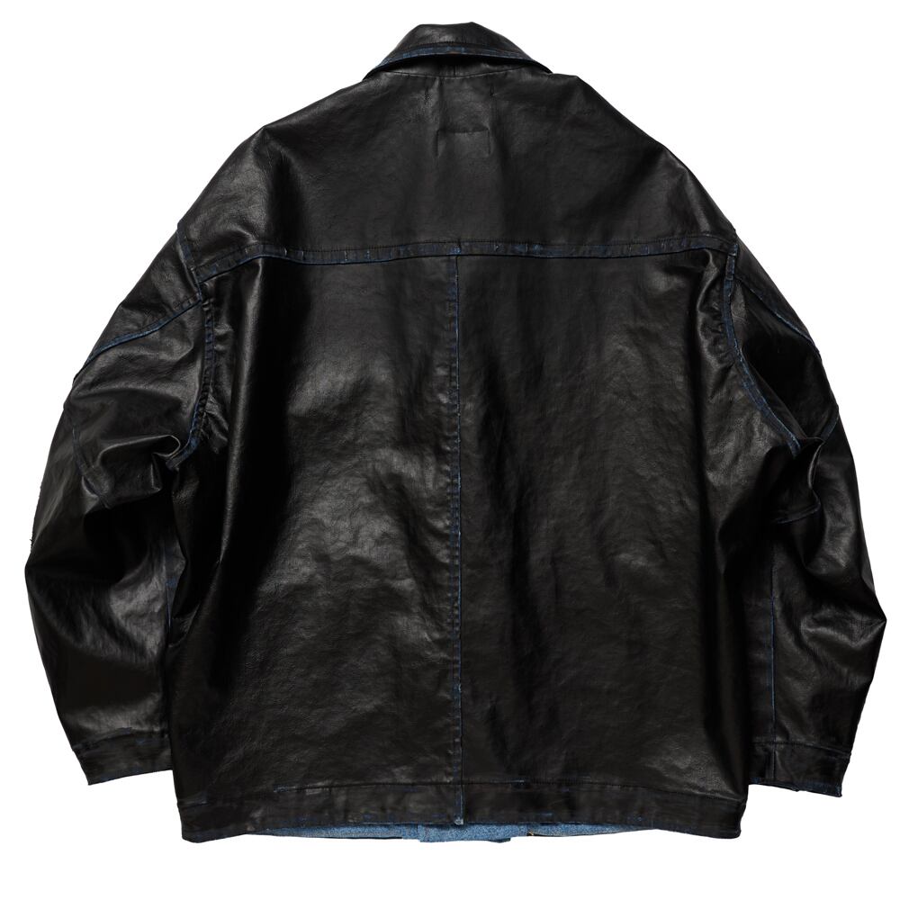 25SS】doublet LEATHER COATING DENIM JACKET(BLACK) 25SS13BL215