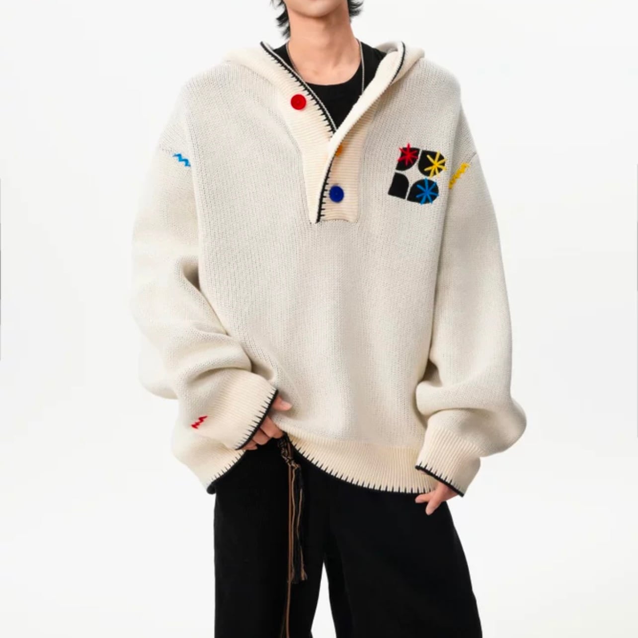 ボタンフロント ニットポロシャツ ◆3col M00054