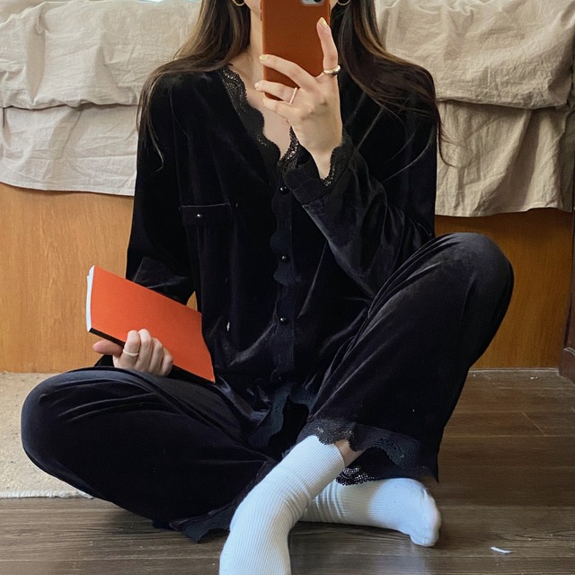 オータムウィンターゴールドベルベットレースレディーススタイルカジュアル 秋物 冬物 1号婦人89488568697