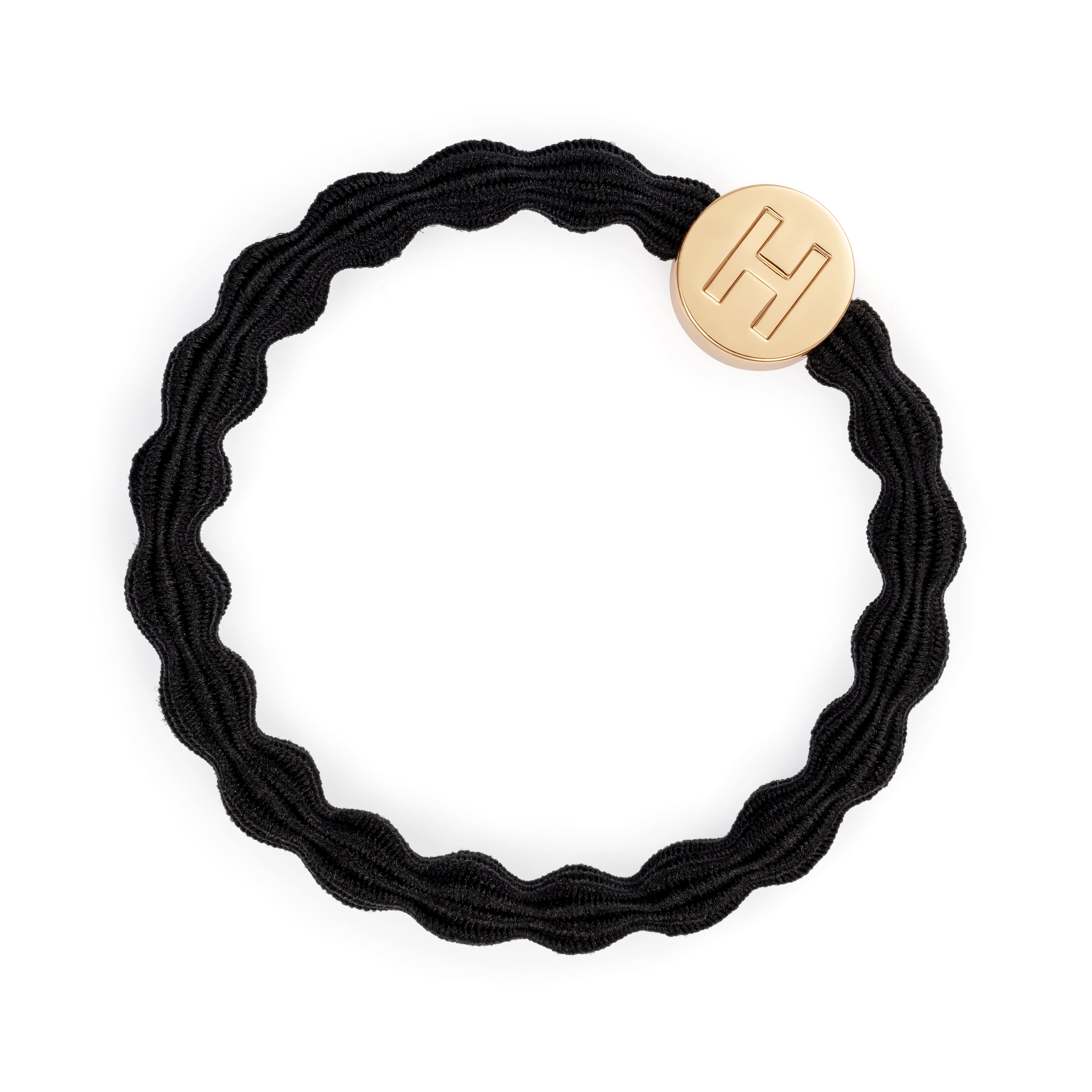 Gold Letter Charm H Black_5-H-001