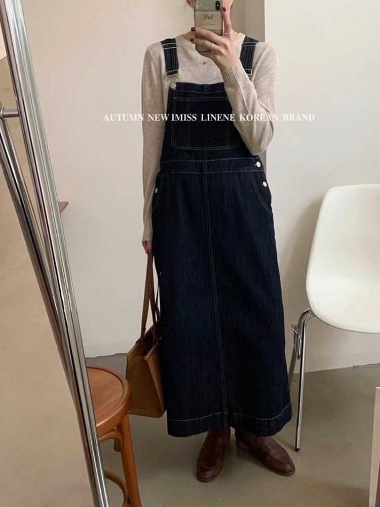 スタンダードドレス ノースリーブスカート スプリングオータム薄手 レトロ 春物 秋物 ビッグFスモールZ韓国34112554208