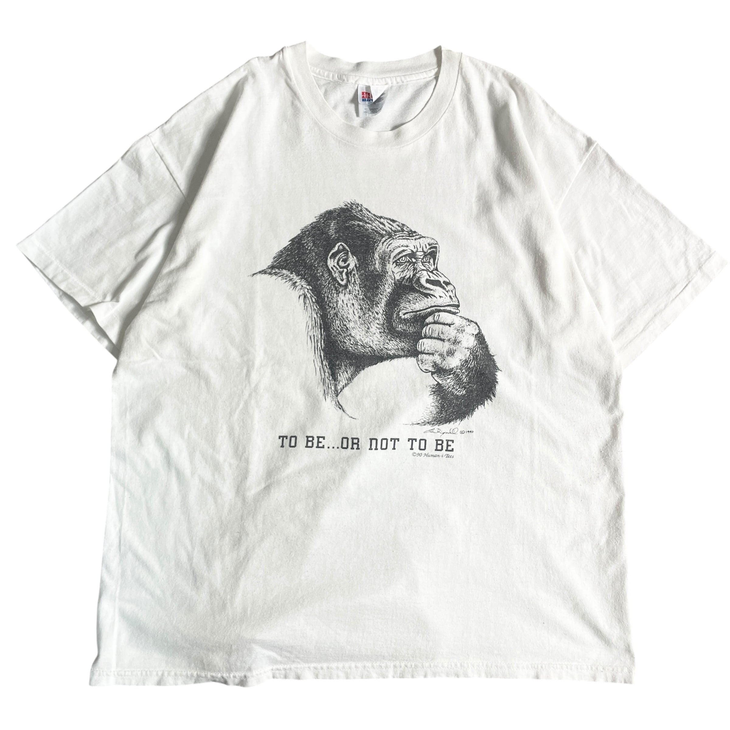 90s USA製 ゴリラ 考える人 アート シェイクスピア T-shirt