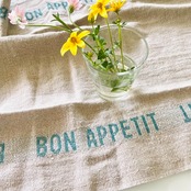 トルション シャルべエディション フランス製【BON APETTIT・麻地アクア（カラー）】フランス製 キッチンクロス 麻地 アクア シャルべ・エディション【BON APPETIT】シリーズ トルション シャルべエディション CHARVET EDITIONS ふきん ティータオル 麻 100% トーション リネン 厚手 速乾