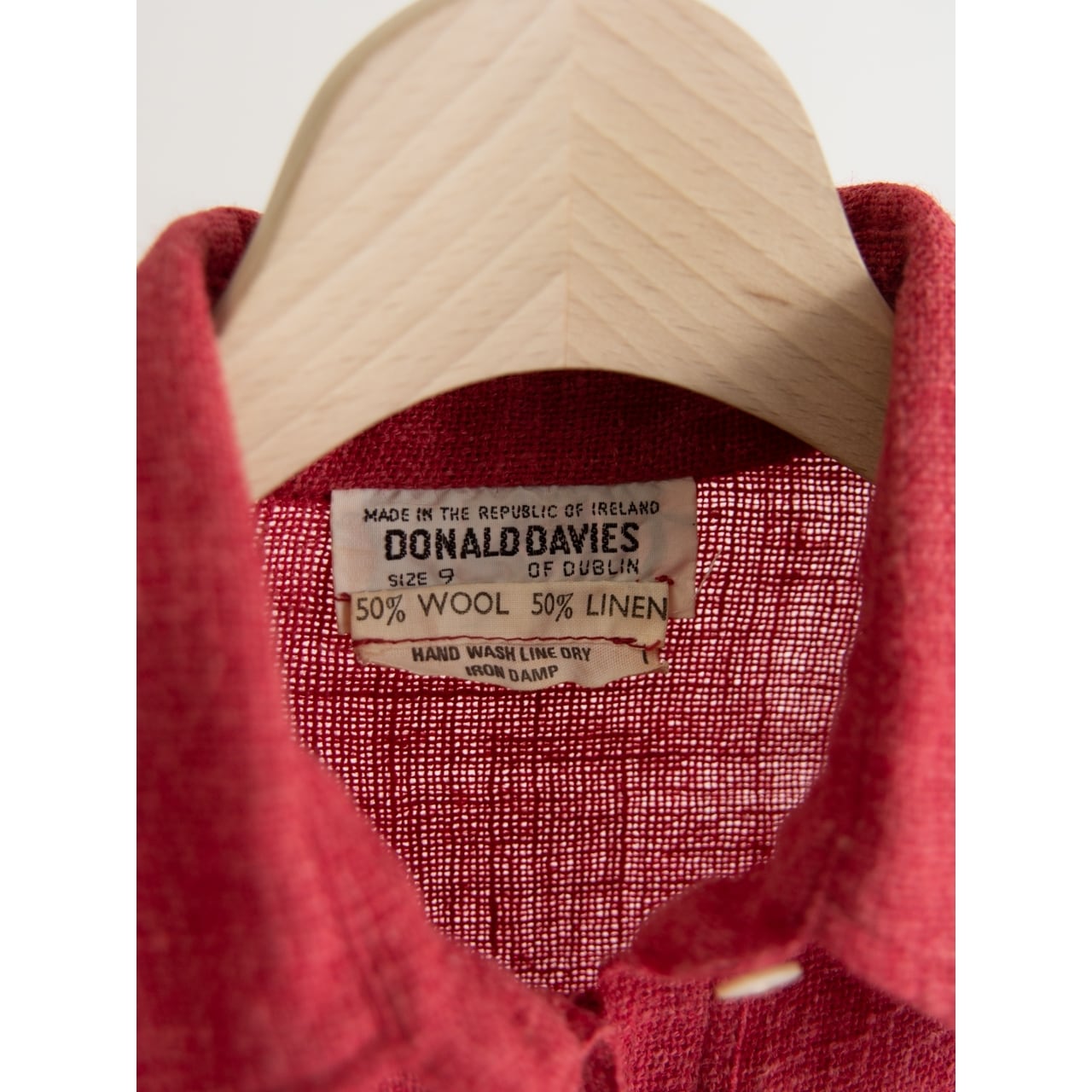 【DONALD DAVIES】Made in Ireland 70-80's Wool-Linen Woven Shirt(アイルランド製 ウールリネンシャツ ブラウス)
