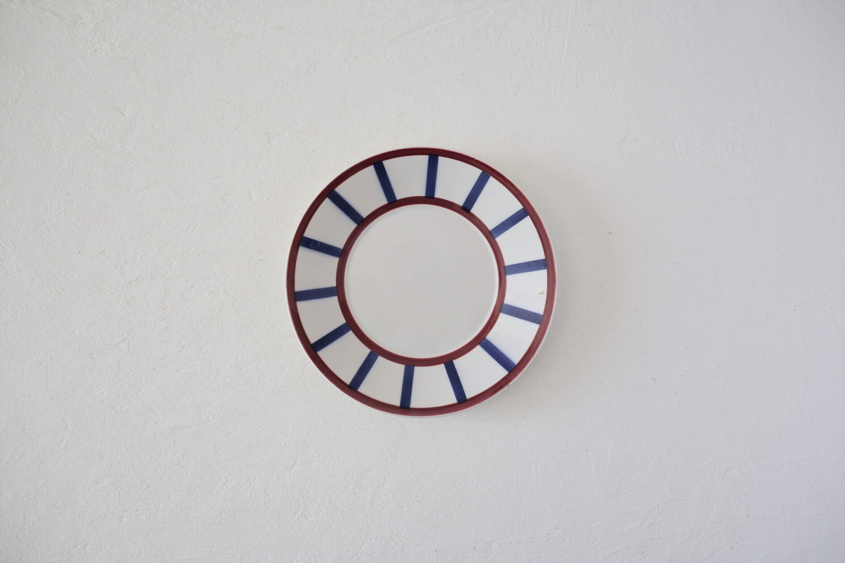 フランス アンティーク ヴィンテージ クレイユモントロー 『Béarn』バスク柄 デザート皿(ソーサー)18cm N-03192s