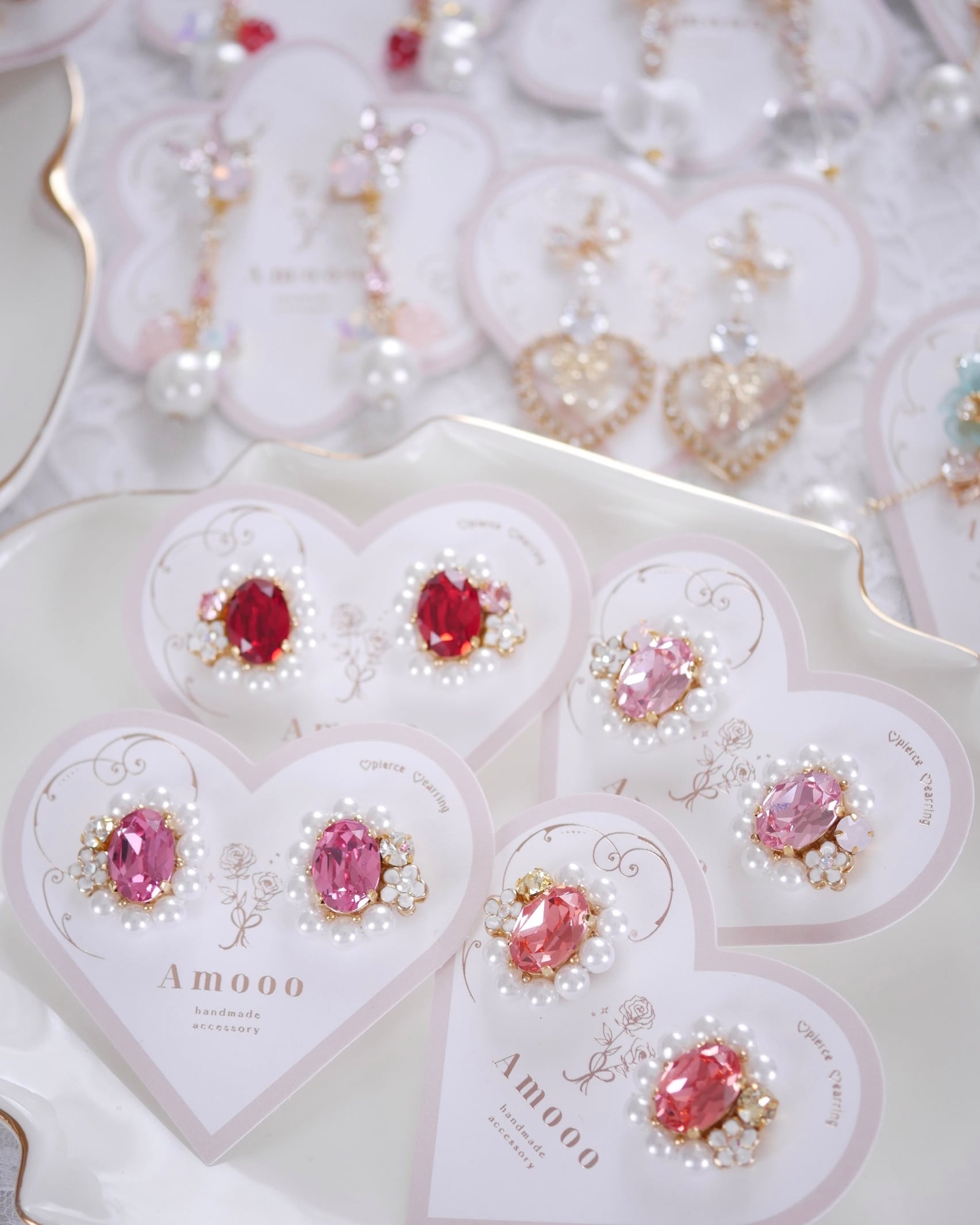772 クリスタルパールオーバルビジューピアス/イヤリング | Amooo