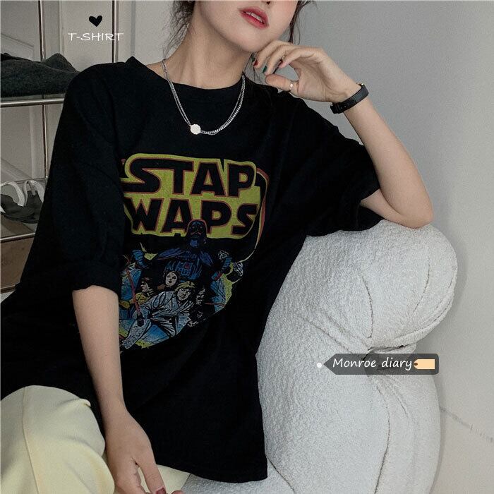 ブラックTシャツ シャツ スタイルルーズブラウス スプリング 春物 モンロー41600180190