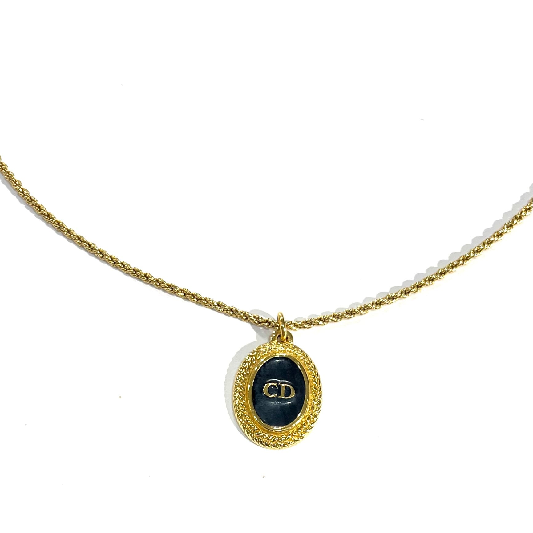 クリスチャンディオール ヴィンテージ ロゴ ネックレス Christian Dior】2975 CD ロゴ オーバル DIORペンダント ネックレス