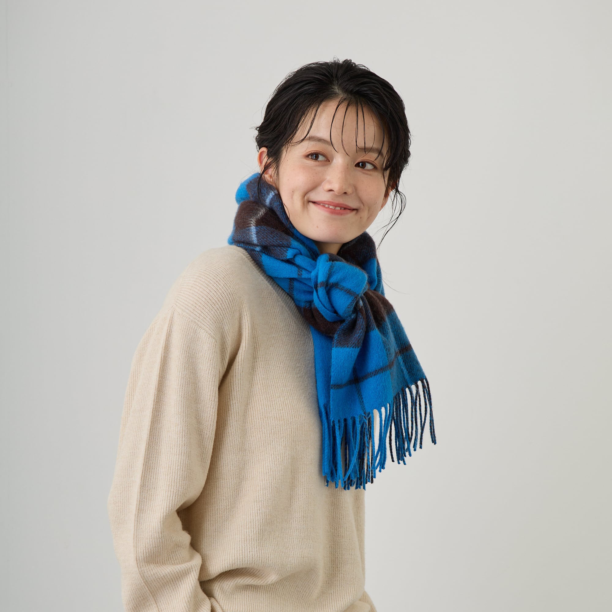 margarines fooded scarf フードマフラー　ブルー　美品 Margarines Hooded Scarf Blue フードマフラー