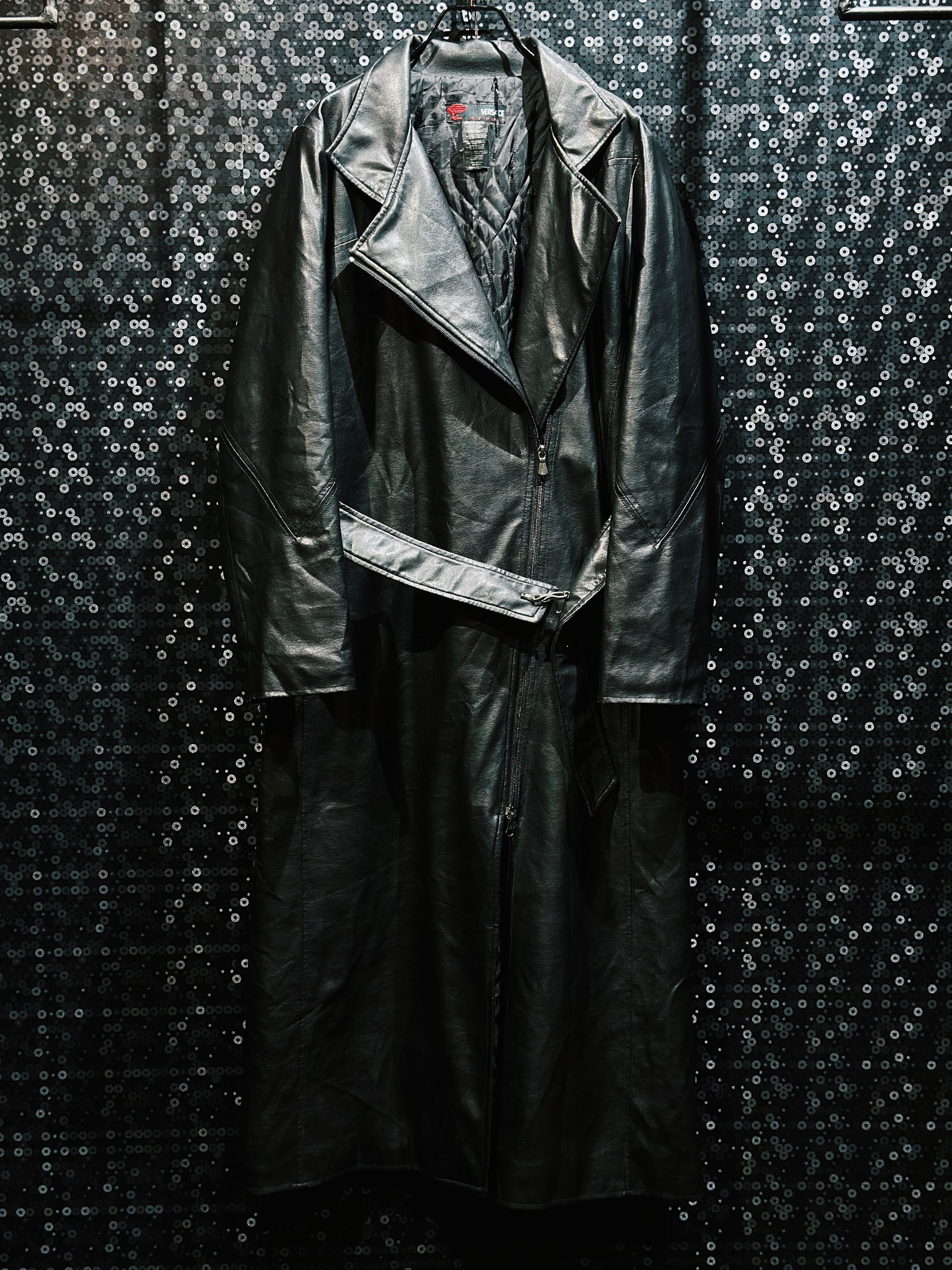 【ÆIEM】"versace" super long leather trench coat