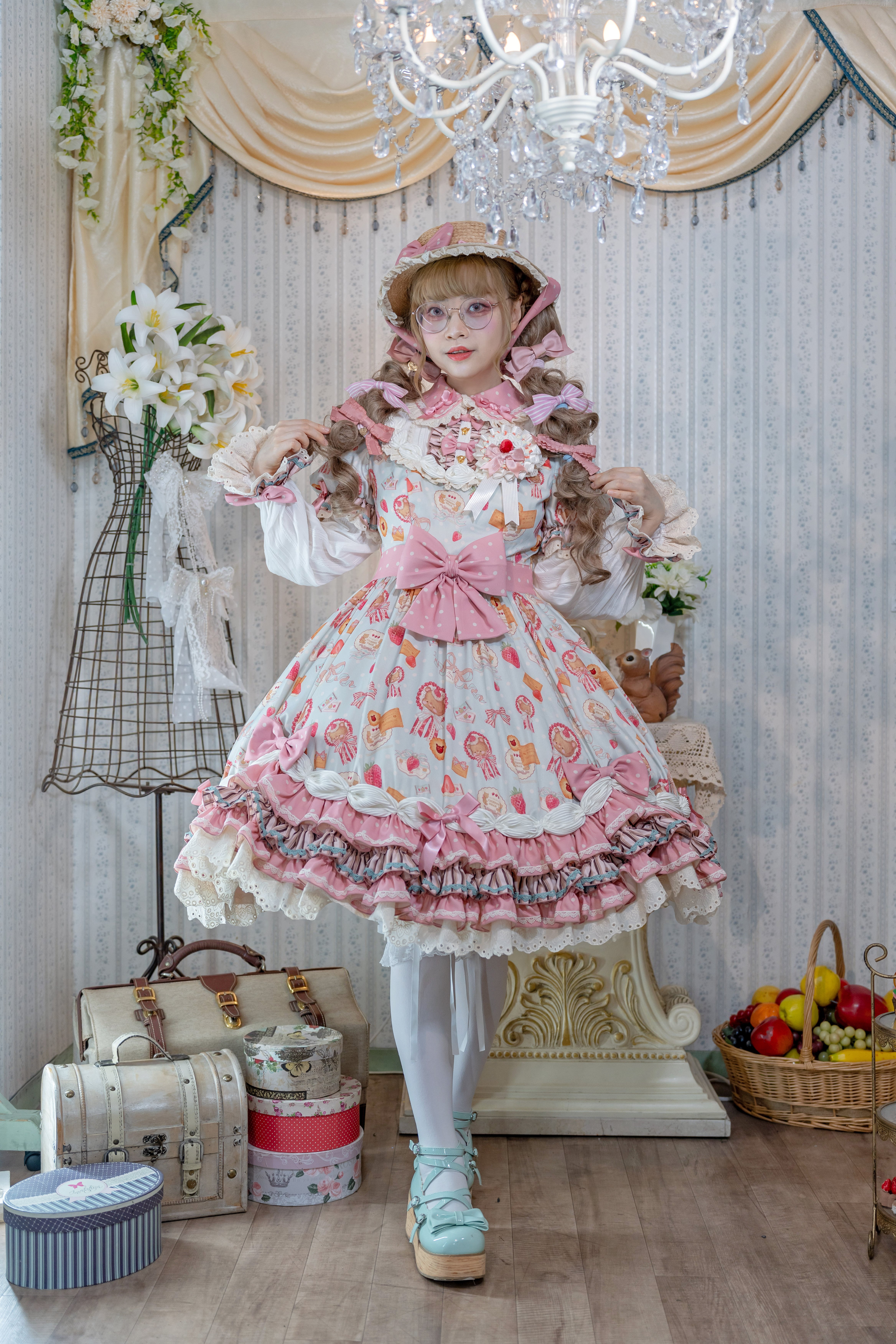 二次生産分〉TEDDY STRAWBERRY LABEL ホイップデコラワンピース
