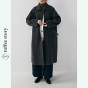【2color】英国風♡ケープ付きロングウールコート 《P0137》