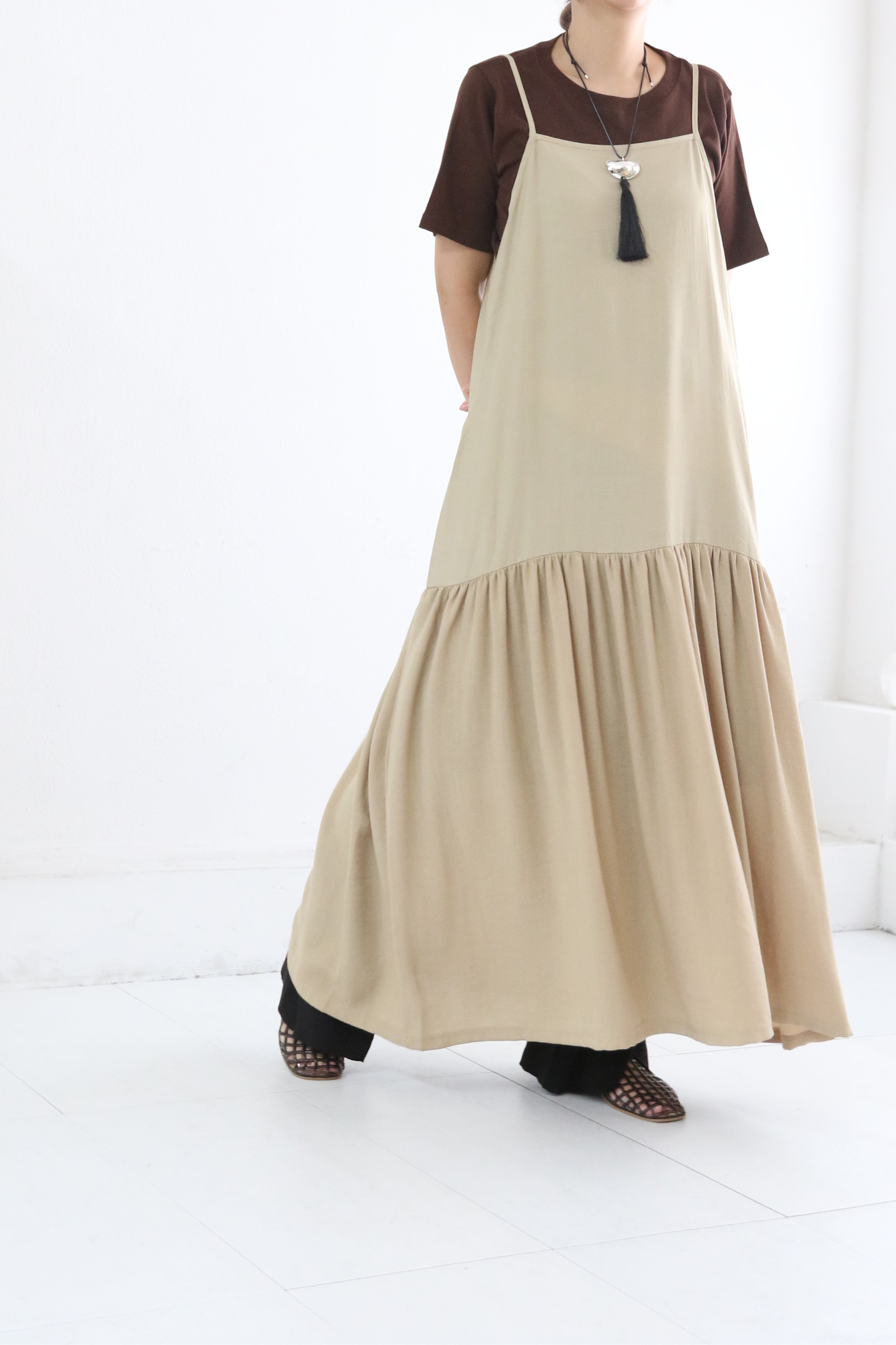 異素材キャミドレス/ DIFFERENT MATERIAL CAMI DRESS (26S33004K)