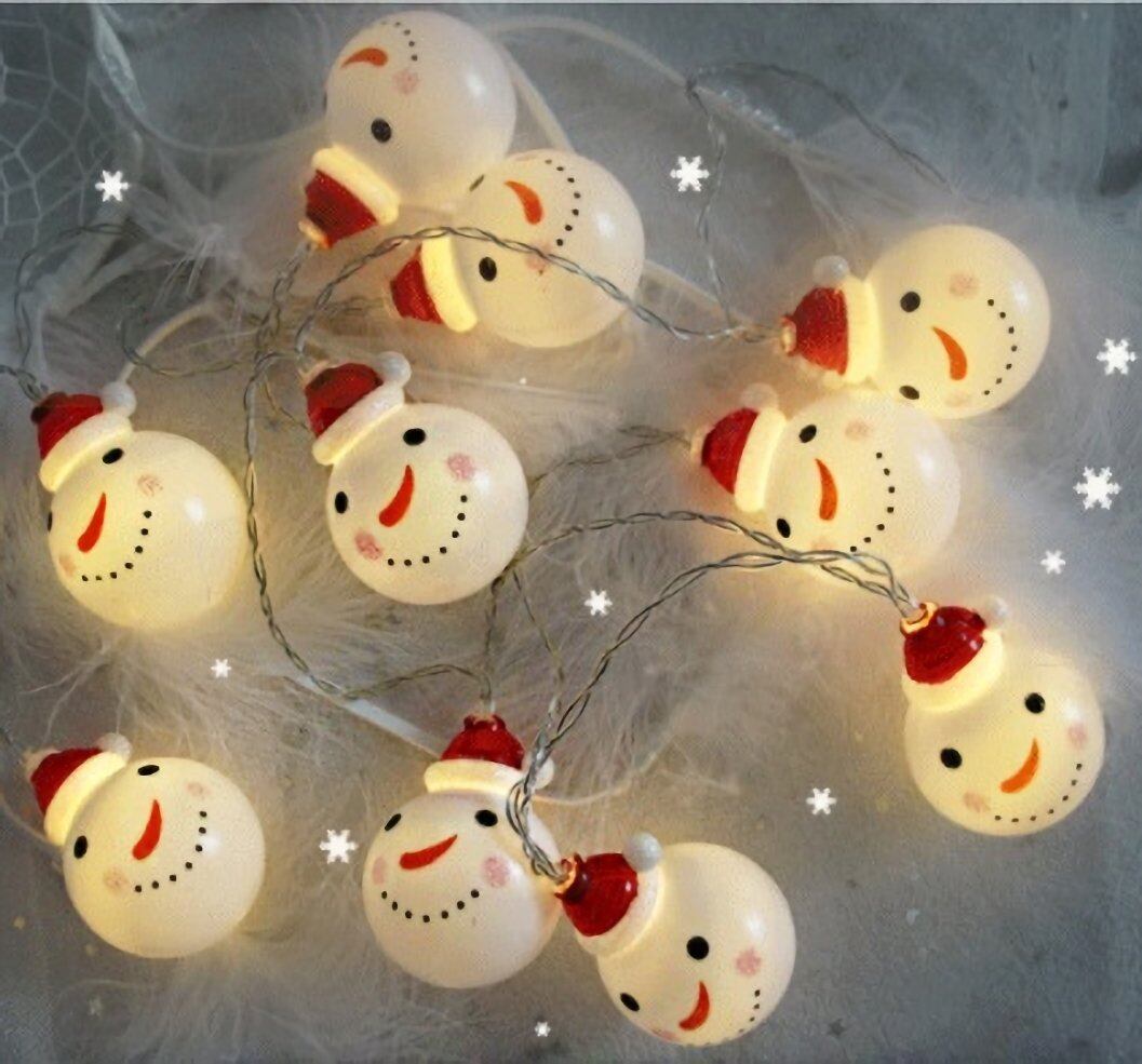 【数量限り】〈HOTEISON〉クリスマス 飾り LED ライト サンタ イルミネーション 2m 10球 電池式 雪だるま