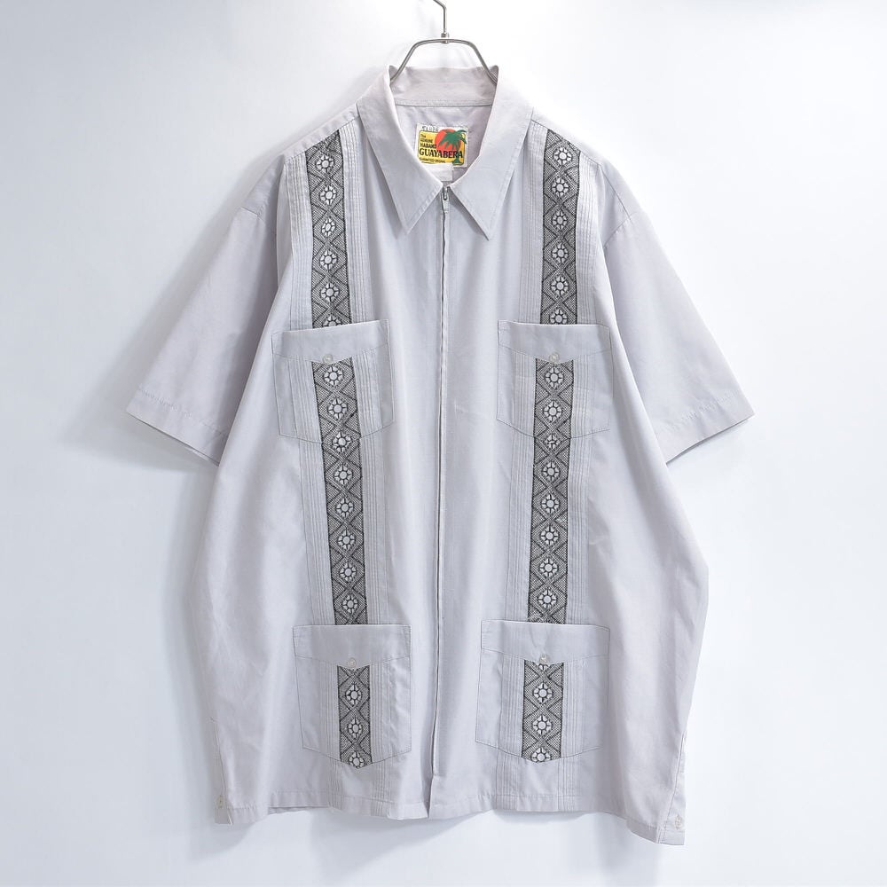 80～90s HABAND GUAYABERA ハバンド ジップアップ 刺繍 デザイン