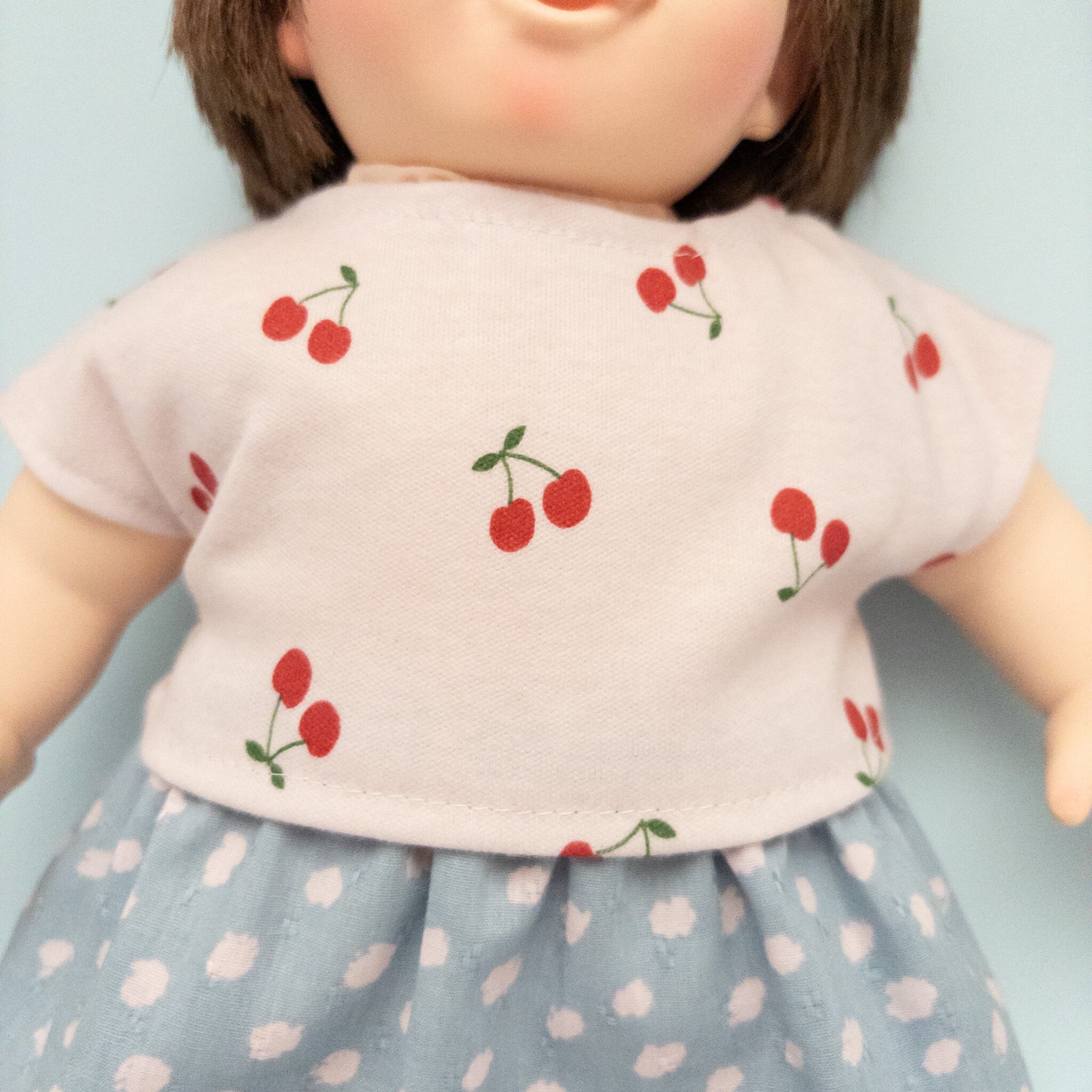 ぽぽちゃん トップス スカート ターバン バック 靴下 ５点セット 2点セット】トレーナースカートセット服（さくらんぼT水玉