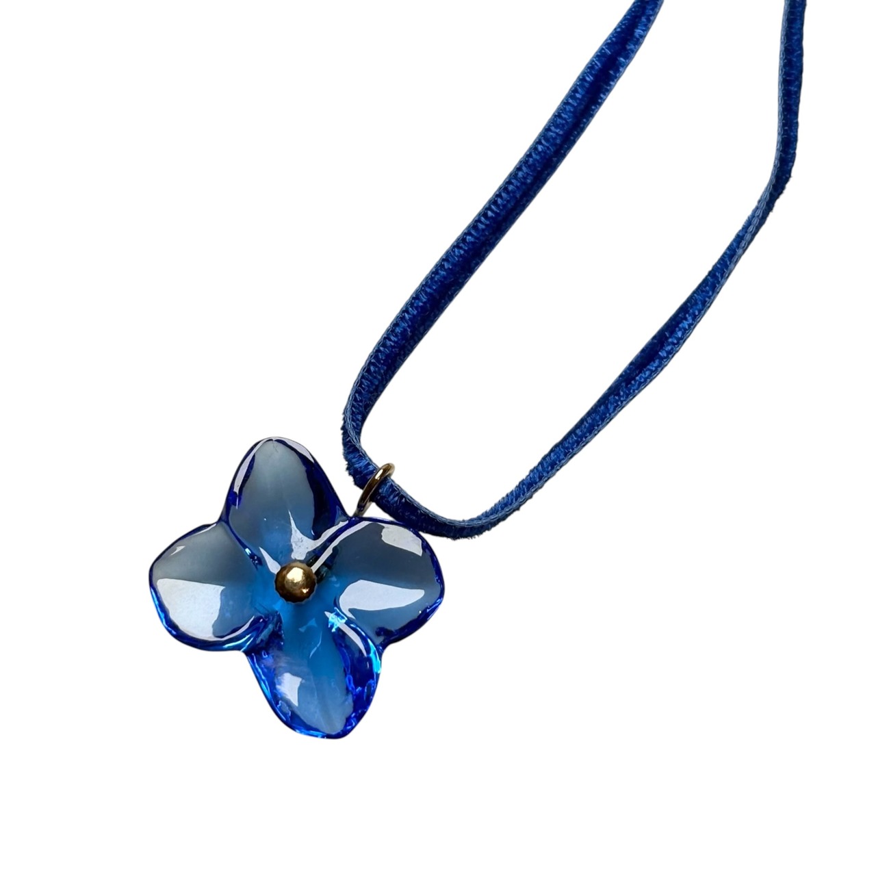 BACCARAT k18 × crystal flower pendant
