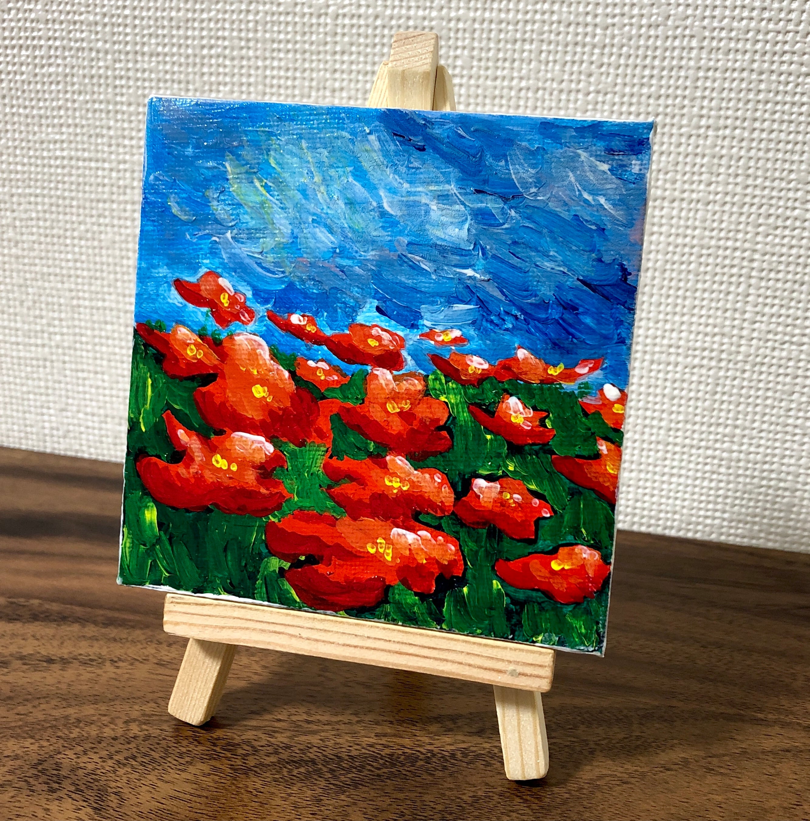 赤い花園｣ ミニキャンバス アクリル画 アクリル絵の具 原画作品 | yuto