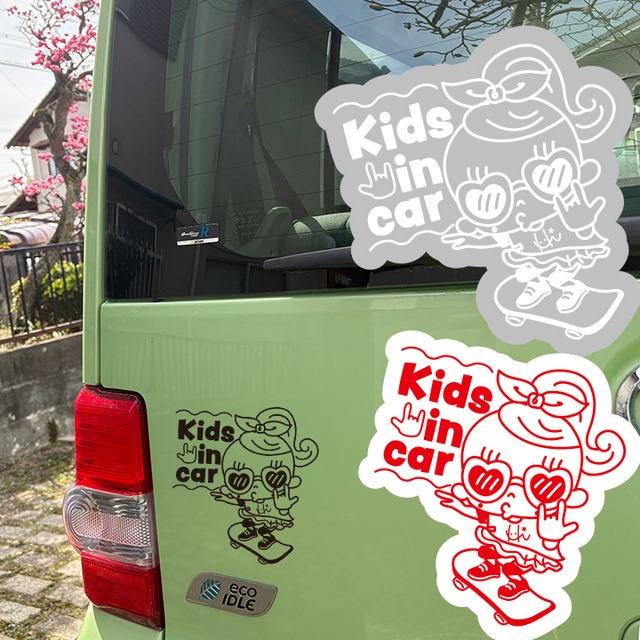 車用ステッカー「KIDS IN CAR」スケートボードver　3カラー