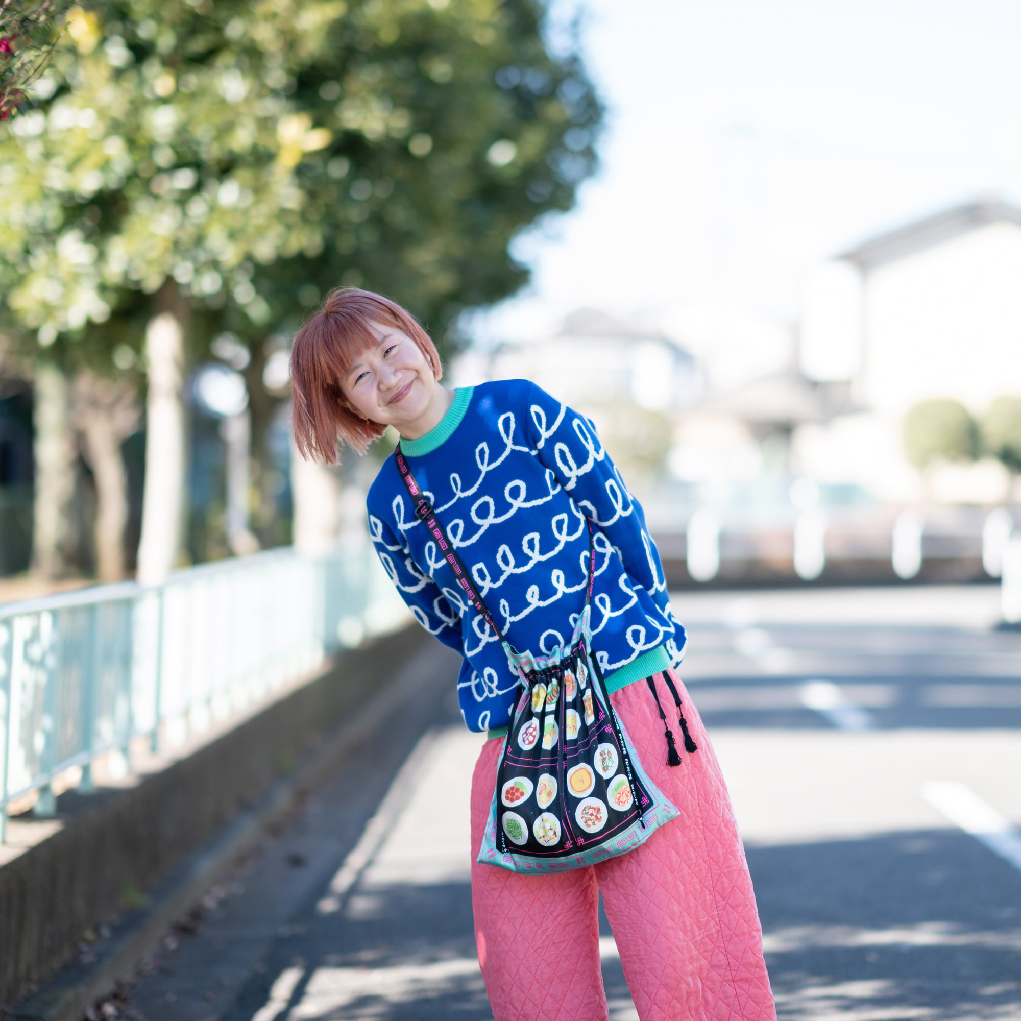 pupupu 2wayおいしい巾着バッグ純喫茶柄と中華柄のリバーシブル 【公式